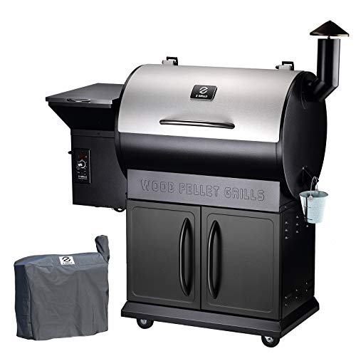 Z GRILLS ZPG-700E 2021 Upgrade Wood Pellet Grill & Smoker BBQ Grill Auto Temperature Control,700 sq in Cooking Area,Stainless & Black (Cover Included)