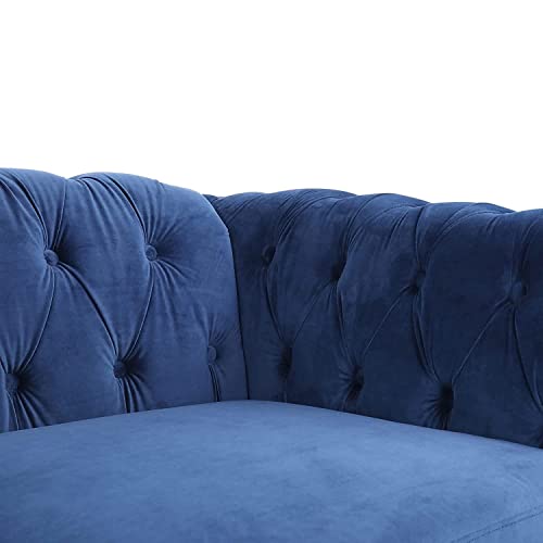 Chesterfield Sofa Couch with Velvet Upholstered Seat Cushions and Button Tufted Back, 84