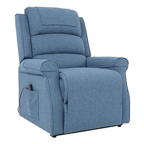 Five Stars Furniture Power Lift Recliner Chair Electric Sofa Linen Fabric Living Room Bedroom Chair with Side Pocket,Remote Control for Elderly (Blue)