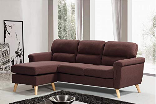 Harper & Bright Designs Modern Linen Fabric Sectional Sofa L Shape Couch with Reversible Chaise Loung, Convertible Sectional Sofa Couch with Modern Linen Fabric for Small Space Brown Ship from USA