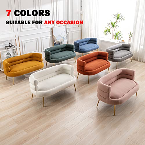 Dolonm Sofa Couch Small Loveseat Modern Mini Upholstered Couches Chair with Golden Leg for Living Room Bedroom Small Space, Emerald Green