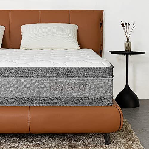 Molblly 10 Inch King Size Mattress with CertiPUR-US Certified Cool Comfy Memory Foam and Individually Pocket Spring Hybrid Innerspring Mattress in a Box, Medium Firm Skin-Friendly King Mattress