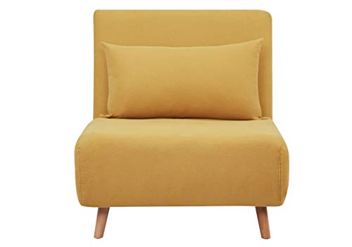 GIA Tri-Fold Convertible Polyester Sofa Bed Chair with Removable Pillow and Legs, Yellow
