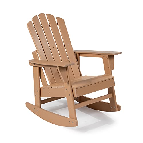 TITAN GREAT OUTDOORS Everwood Hilltop Weatherwood Curve Back Poly Adirondack Rocking Chair