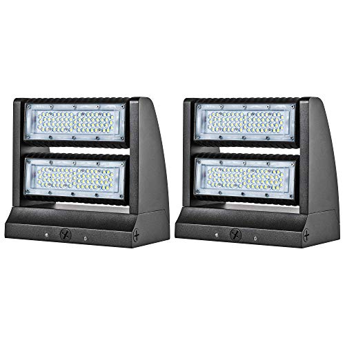 Hyperikon LED Wall Pack Rotatable, Outdoor Area Light Fixture, UL, DLC, IP65 Waterproof, 120 Watts, 2 Pack
