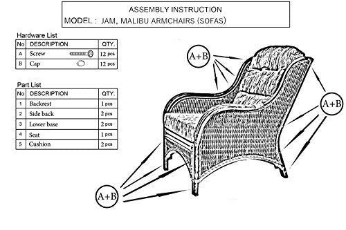 Malibu Lounge Loveseat Sofa Natural Rattan Wicker Handmade Design with Cream Cushions, White Wash