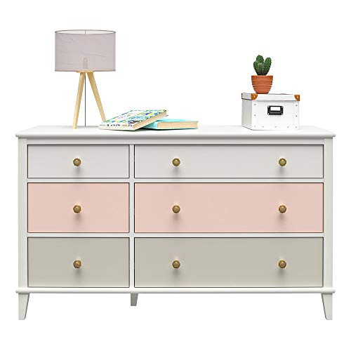 Little Seeds Monarch Hill Poppy White 6, Peach and Taupe Drawers Dresser, Pink