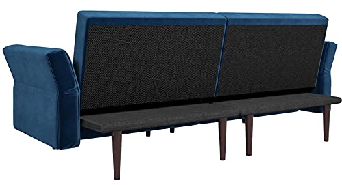 Belffin Velvet Convertible Futon Sofa Bed Memory Foam Futon Couch Sleeper Sofa Blue