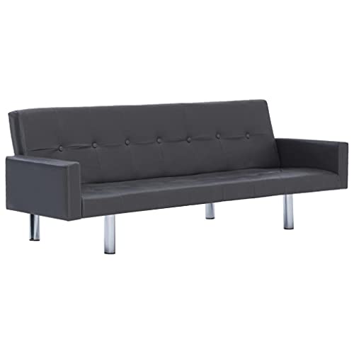 vidaXL vidaXL Sofa Bed with Armrest Gray Faux Leather