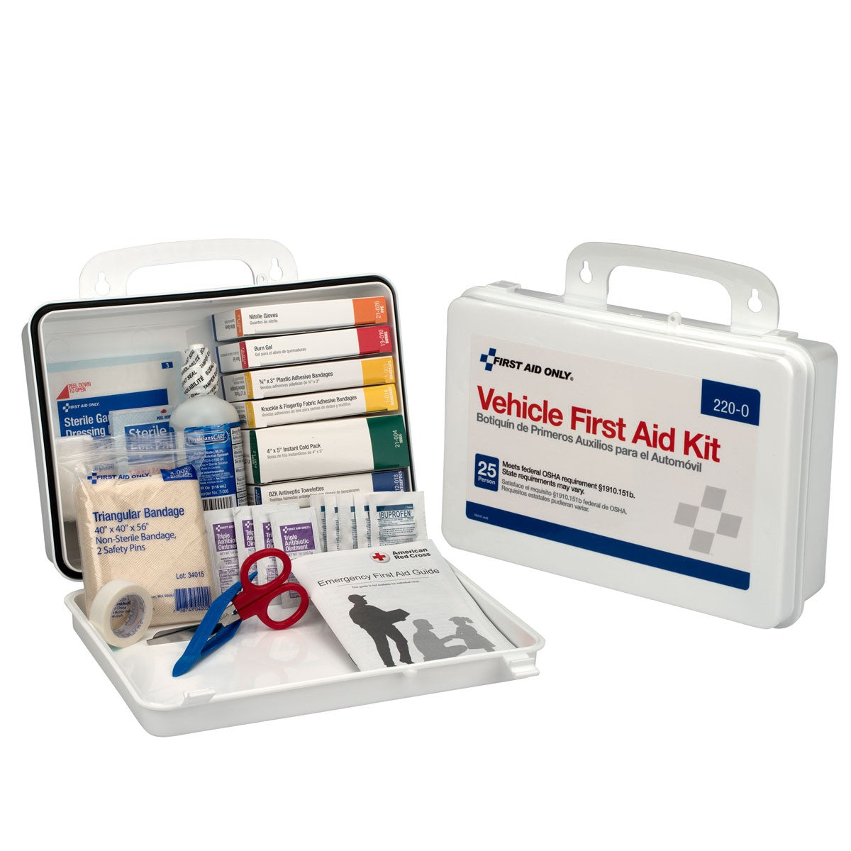 First Aid Only 25 Person Vehicle First Aid Kit, Plastic Case (6 per order)