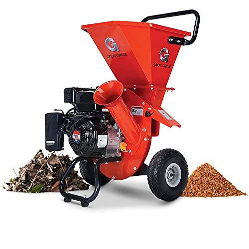 GreatCircleUSA Wood Chipper Shredder Mulcher Heavy Duty Gas Powered 3 in 1 Multi-Function 3