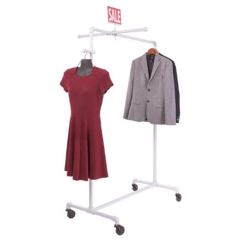 Econoco 2-Way Garment Rack With Straight Blade Arms - Square Tubing Uprights