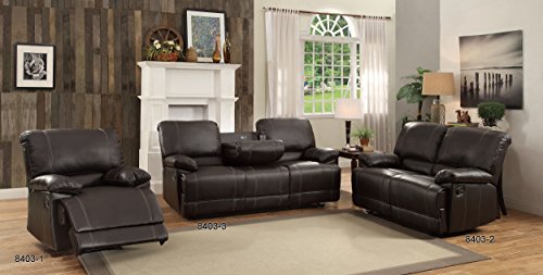 Homelegance Faux Leather Double Reclining Sofa, Brown