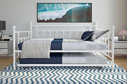 DHP Manila Metal Framed Daybed with Trundle, Twin - White
