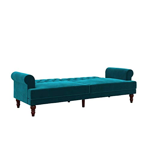 Novogratz 2342979N Upholstered Cassidy, Convertible Couch, Green Velvet Futon