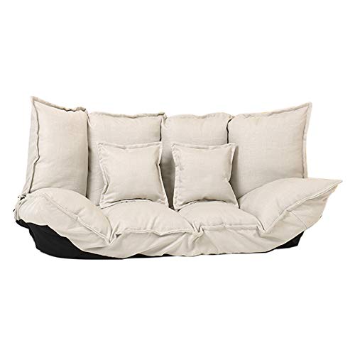 Lazy Sofa,Rpvati Sofa Bed Floor Cute Futons Sets w/2 Pillows, Adjustable/Folding/Comfortable TV Gaming Floor Couch,Sleeping Laying Entertainment Couch for Living Room&Bedroom - US Stock (White)