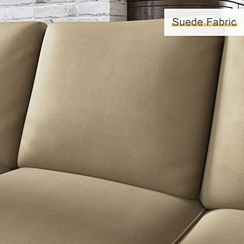 Nolany Convertible Sectional Couch Sofa Reversible Sectional L-Shaped Sofa Couch for Small Space (Dark Khaki)