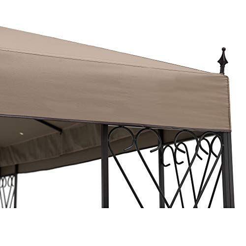 Sunjoy Shawn 10 x 12 ft. Steel Gazebo with 2-Tier Canopy, Khaki