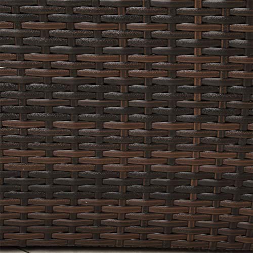 Patio Furniture Outdoor Round Sectional Sofa Set Rattan Daybed Sunbed with UV-Proof Retractable Canopy, Liftable Table, Separate Wicker Seating and Removable Cushion (Beige)