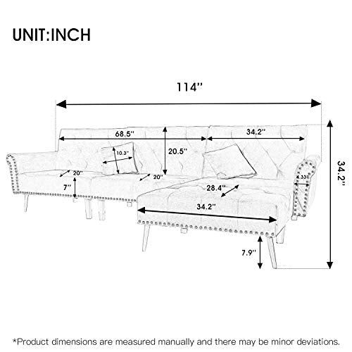 Studded Upholstered Sofa, Adjustable Backrest, Double Recliner Sofa Bed, 114x 60x 34.2 Inches, Very Suitable for Living Room Decoration (2)