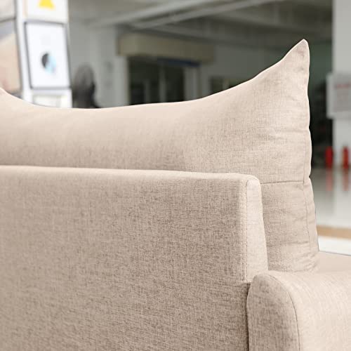 Holaki Small Modern Loveseat Couch,Comfy Sofa with Soft Fabric Upholstery & Golden Metal Legs Low Back 2-Seat Sofa Couch Love Seat for Living Room,Office,Apartment,Dorm and Small Space (Beige)