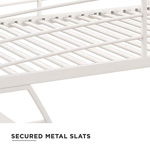 DHP Studio Loft Bunk Bed Over Desk and Bookcase with Metal Frame - Twin (White)