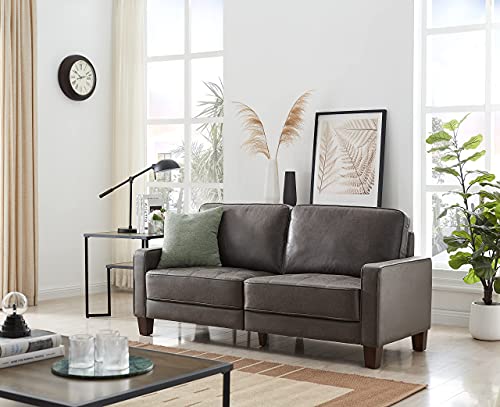 MODERION Loveseat Sofa, 70” L Sofa with Solid Wood Frame, Couches with Technology Fabric, Easy Assembly 2-seat Sofa for Living Room,Office,Small Space Dark Grey TSF21202GY