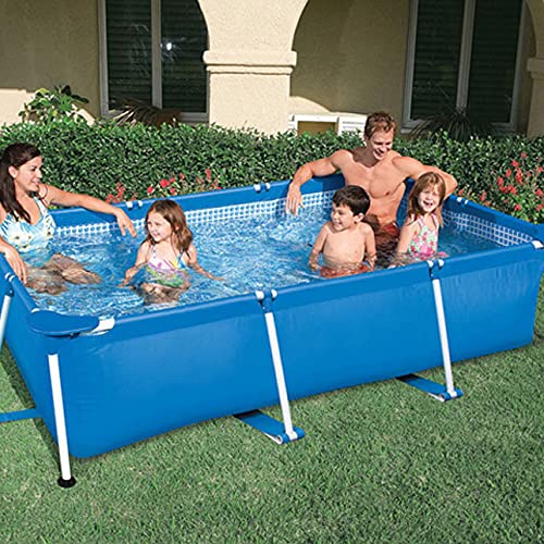 Outdoor Rectangular Frame Above Ground Family Kids Swimming Pool with Easy Setup,Cute and Small, 8.53 x 5.24 x 2.13 Ft Mini Frame Pool, Blue
