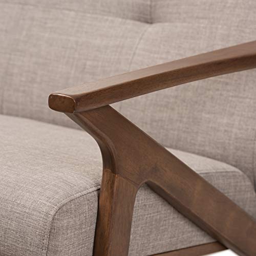 Baxton Studio Bianca Mid-Century Modern Walnut Wood Light Grey Fabric Tufted 2-Seater Loveseat Mid-Century/Light Grey/Walnut Brown/Fabric Polyester 100%