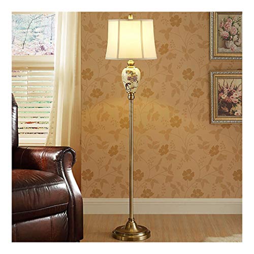 JYXPOWER Light Floor Lamp Ceramic Living Room Sofa Bedroom Bedroom Bedside Foot Pedal/Remote Control Modern Minimalist European Study Vertical Floor Lamp Tall Lamps (Color : Foot Switch)