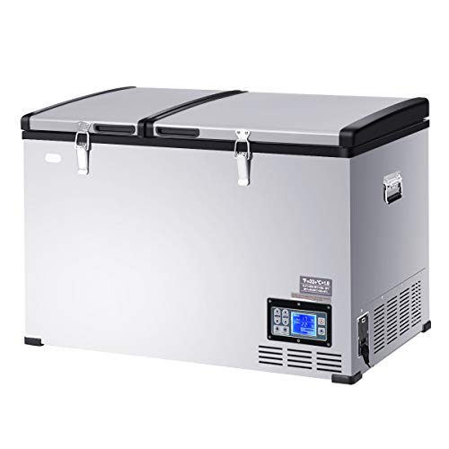 COSTWAY Car Travel Freezer, 105 Quart Compact 2-Door Portable Compressor Mini Fridge For Car and Home, Camping, Truck Party, Travel, Picnic Outdoor (105 Quart)