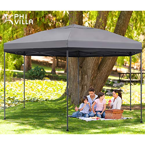 PHI VILLA 12'x 10' UV Block Sun Shade Gazebo Canopy with Hardware Kits, Gazebo Shade for Patio Outdoor Garden Events,Grey