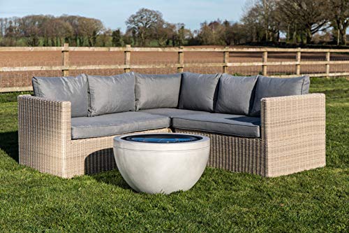 Peaktop HR30180AA Bonfire Concrete Round Charcoal BBQ Grill Wood Burning Fire Pit with Spark Screen, Fireplace Poker, Grate for Outdoor Patio Garden Backyard Decking Décor, 30 inch Length, Gray, 30