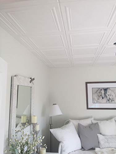 A la Maison Ceilings R24 Line Art Foam Glue-up Ceiling Tile (256 sq. ft./Case), Pack of 96, Plain White