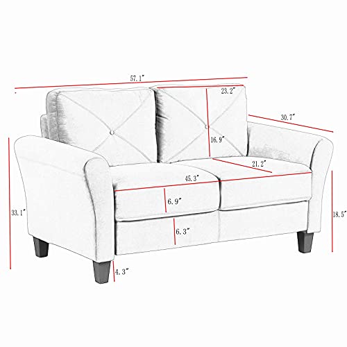 Longrune Modern Sofa Sets for Living Room 2 Piece,Tufted Upholstered Loveseat Couch Track Arm Classic Mid-Century for Home or Office (2+3 Seat), Black