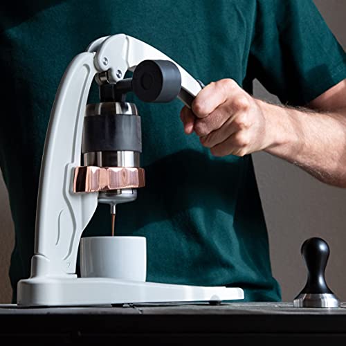 Flair Espresso Maker PRO 2 (White) - An all manual lever espresso maker with stainless steel brew head and pressure gauge
