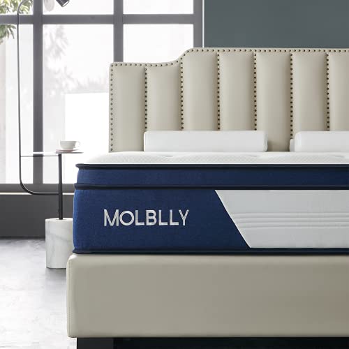 King Mattress,Molblly 12 Inch Innerspring Mattress in a Box,Ultimate Motion Isolation Individually Wrapped Pocket Coils Mattress,Pressure Relief,Back Pain Relief& Cool King Bed, 10 Years Support
