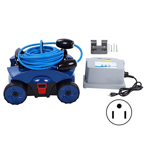 Pool Cleaner Robot, Full Automatic Pool Underwater Vacuum Cleaner Swimming Pool Bottom Cleaning Machine(US Plug 110V)