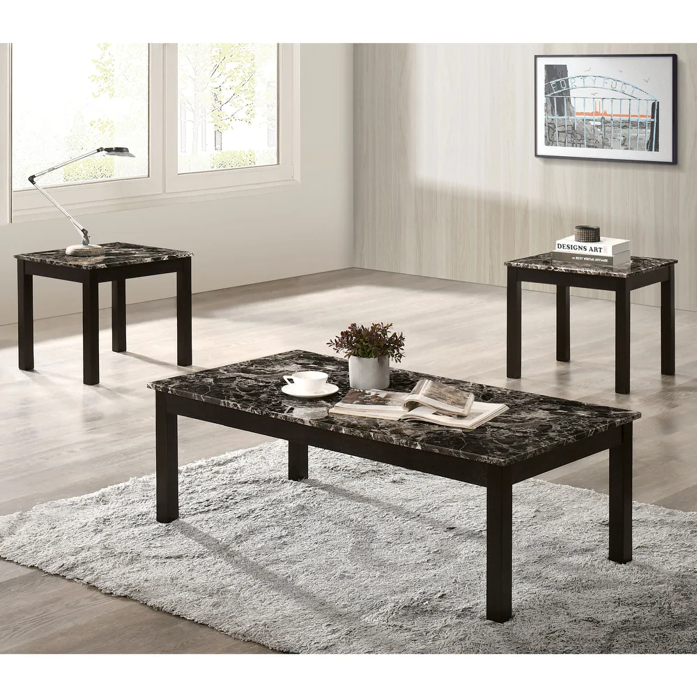 Martain Transitional 3-piece Coffee Table Set - Black