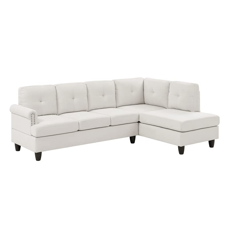 Trent Home Polyester Fabric 95.25 Wide Sectional in Ivory