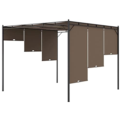 vidaXL Garden Gazebo with Side Curtain 13.1'x9.8'x7.4' Taupe
