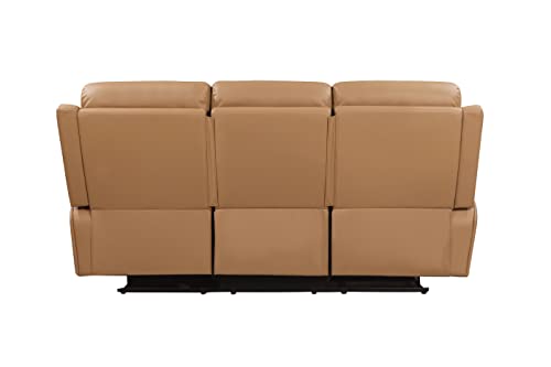 Leather Manual Reclining Sofa, Camel