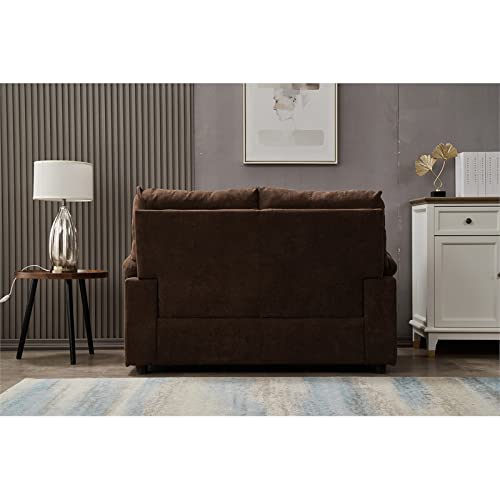 Kingway Furniture Plaencia Linen Living Room Loveseat in Brown