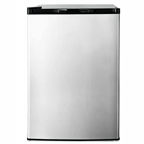 3.0 Cu. Ft. Single Stainless Steel Door Upright Freezer Compact Refrigerator Adjustable Thermostat Temperature Range of -8°F to 7°F Ideal For Home Office Student Dormitories Wet Bars Apartments Condos