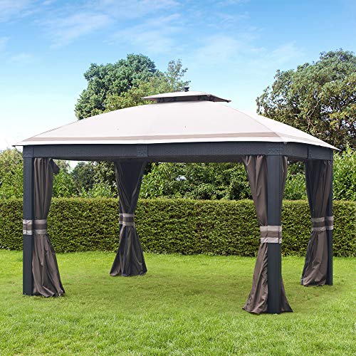 Sunjoy A111006401 Original Replacement Canopy for Easy Up Wicker Gazebo (10X12 Ft) L-GZ815PCO-F Sold at Lowe's, Khaki