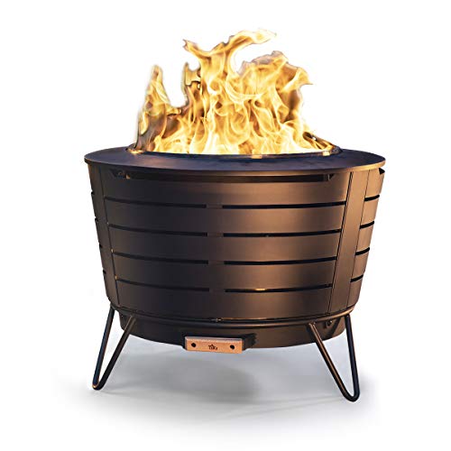 TIKI Brand 25 Inch Stainless Steel Low Smoke Fire Pit - Includes Free Wood Pack and Cloth Cover!!