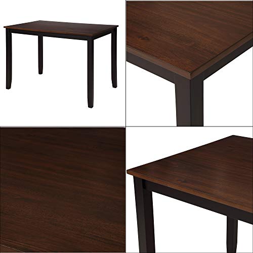 Dining Table Set, 5 Piece Kitchen Dining Table Set, Wooden Dining Table and Chair Set, Kitchen Dining Room Furniture (Black+Cherry)