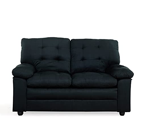 Urban Home Furniture Urban Home Black, Padded Arms Love Seats, One Size
