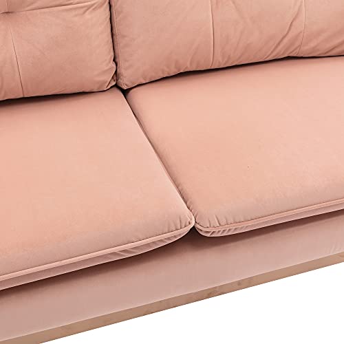 Velvet Sofa,Accent Sofa loveseat Sofa with Stainless feet,Recliner Accent Chair Couches Living Room Furniture for Bedroom Living Room or Office Pink