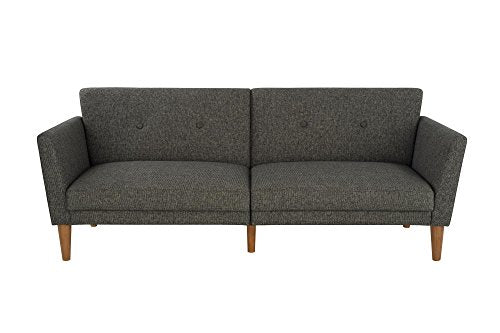Novogratz Regal Futon with Tufted Linen Upholstery, Grey